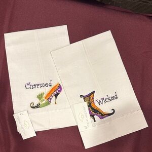 Peking Handicraft Embroidered Towels by Grandin Road -Wicked & Charmed Set of 2